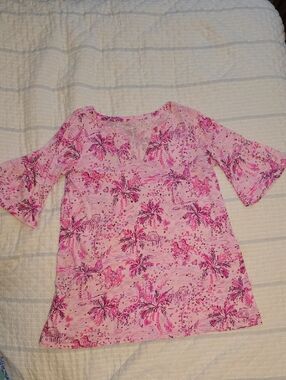 Lilly Pulitzer Tosha Dress in Pink Blossom Wild About You print XXL